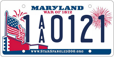 MD license plate 1AA0121