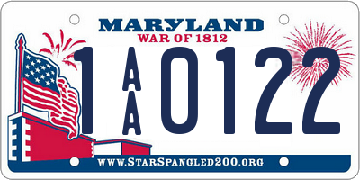 MD license plate 1AA0122