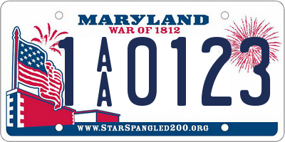 MD license plate 1AA0123