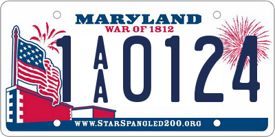 MD license plate 1AA0124