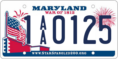 MD license plate 1AA0125