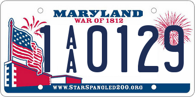 MD license plate 1AA0129