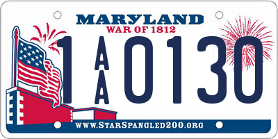 MD license plate 1AA0130