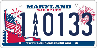 MD license plate 1AA0133