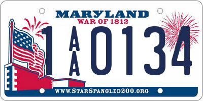 MD license plate 1AA0134