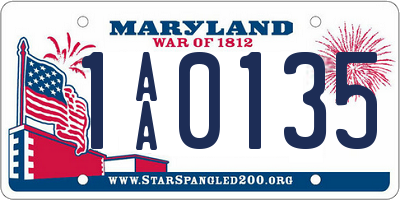 MD license plate 1AA0135