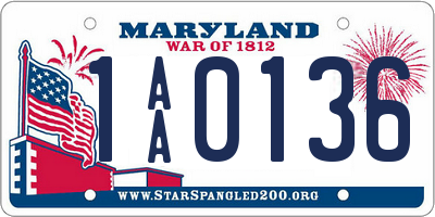 MD license plate 1AA0136