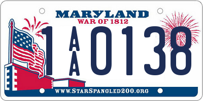 MD license plate 1AA0138