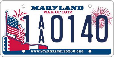 MD license plate 1AA0140