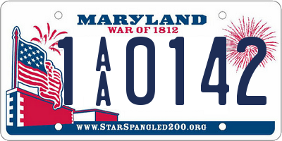 MD license plate 1AA0142