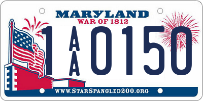 MD license plate 1AA0150