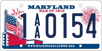 MD license plate 1AA0154