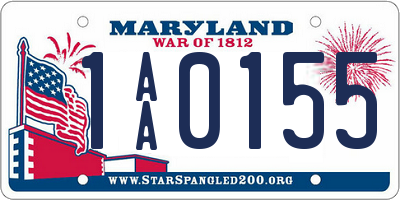 MD license plate 1AA0155