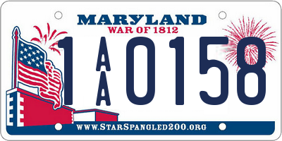 MD license plate 1AA0158