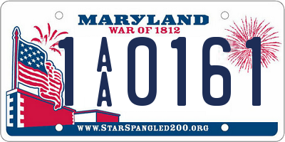 MD license plate 1AA0161