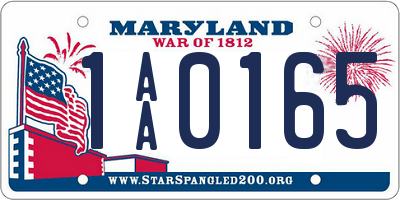 MD license plate 1AA0165