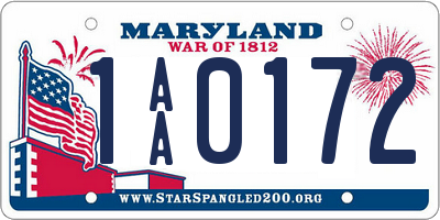 MD license plate 1AA0172