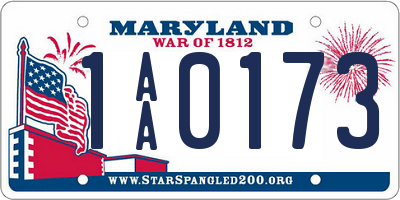 MD license plate 1AA0173