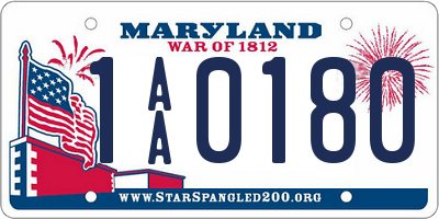 MD license plate 1AA0180