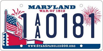 MD license plate 1AA0181