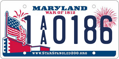 MD license plate 1AA0186