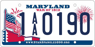 MD license plate 1AA0190