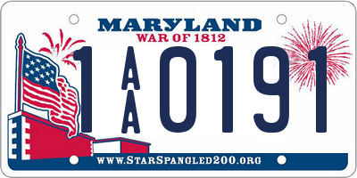 MD license plate 1AA0191