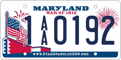 MD license plate 1AA0192