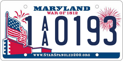 MD license plate 1AA0193