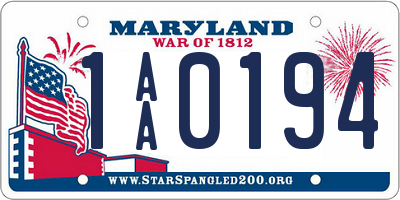 MD license plate 1AA0194