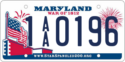 MD license plate 1AA0196