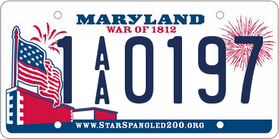 MD license plate 1AA0197