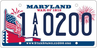 MD license plate 1AA0200