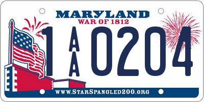 MD license plate 1AA0204