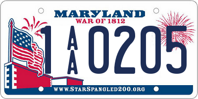 MD license plate 1AA0205