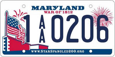 MD license plate 1AA0206