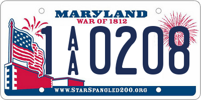 MD license plate 1AA0208