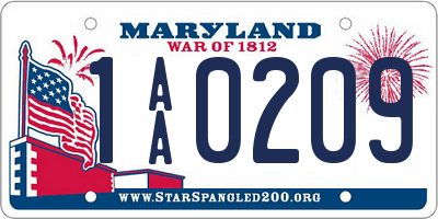 MD license plate 1AA0209