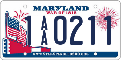 MD license plate 1AA0211