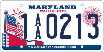 MD license plate 1AA0213