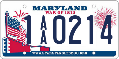 MD license plate 1AA0214