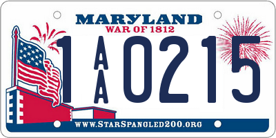 MD license plate 1AA0215