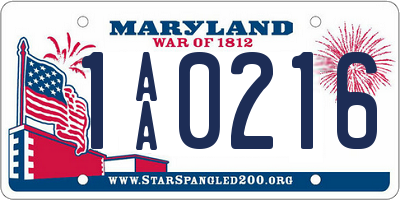 MD license plate 1AA0216