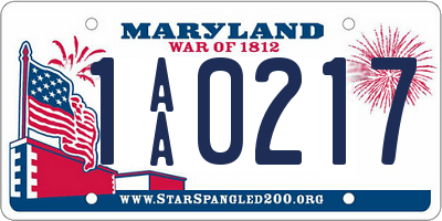 MD license plate 1AA0217