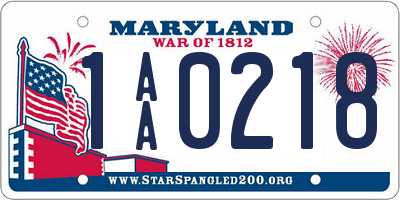 MD license plate 1AA0218