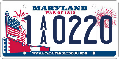 MD license plate 1AA0220