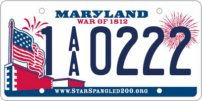 MD license plate 1AA0222