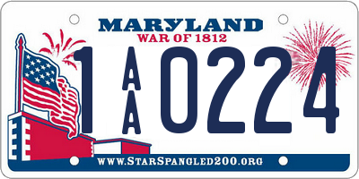 MD license plate 1AA0224