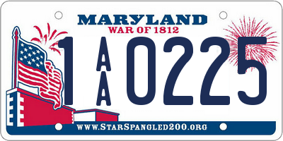 MD license plate 1AA0225