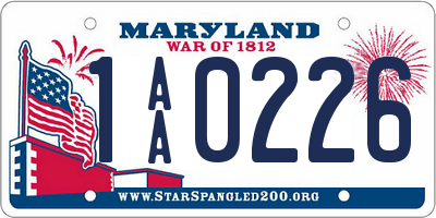 MD license plate 1AA0226